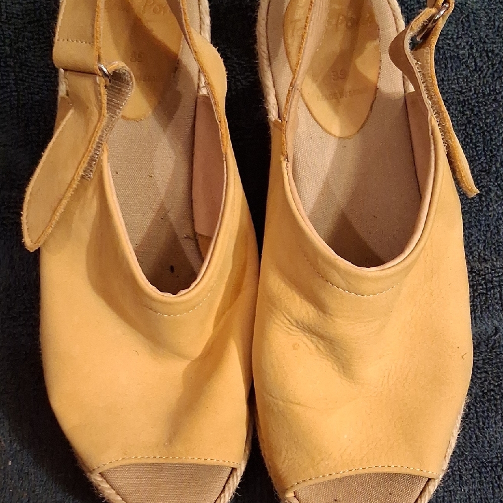 Women’s Mustard Peep-Toe Espadrille Wedge Sandals